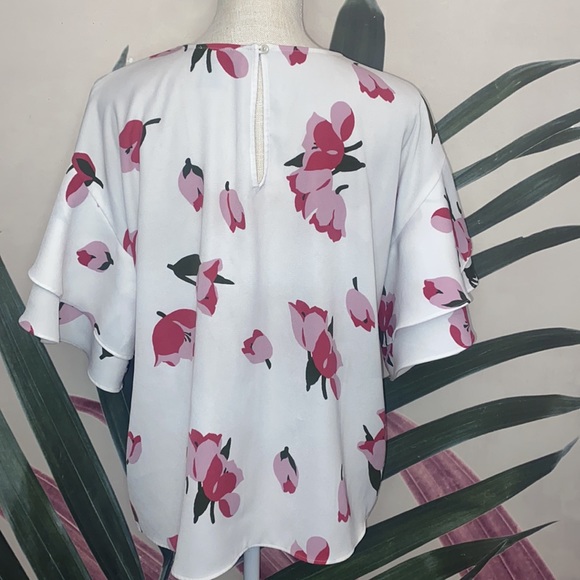 Ann Taylor Floral Double Bell Sleeve Blouse - Picture 5 of 8